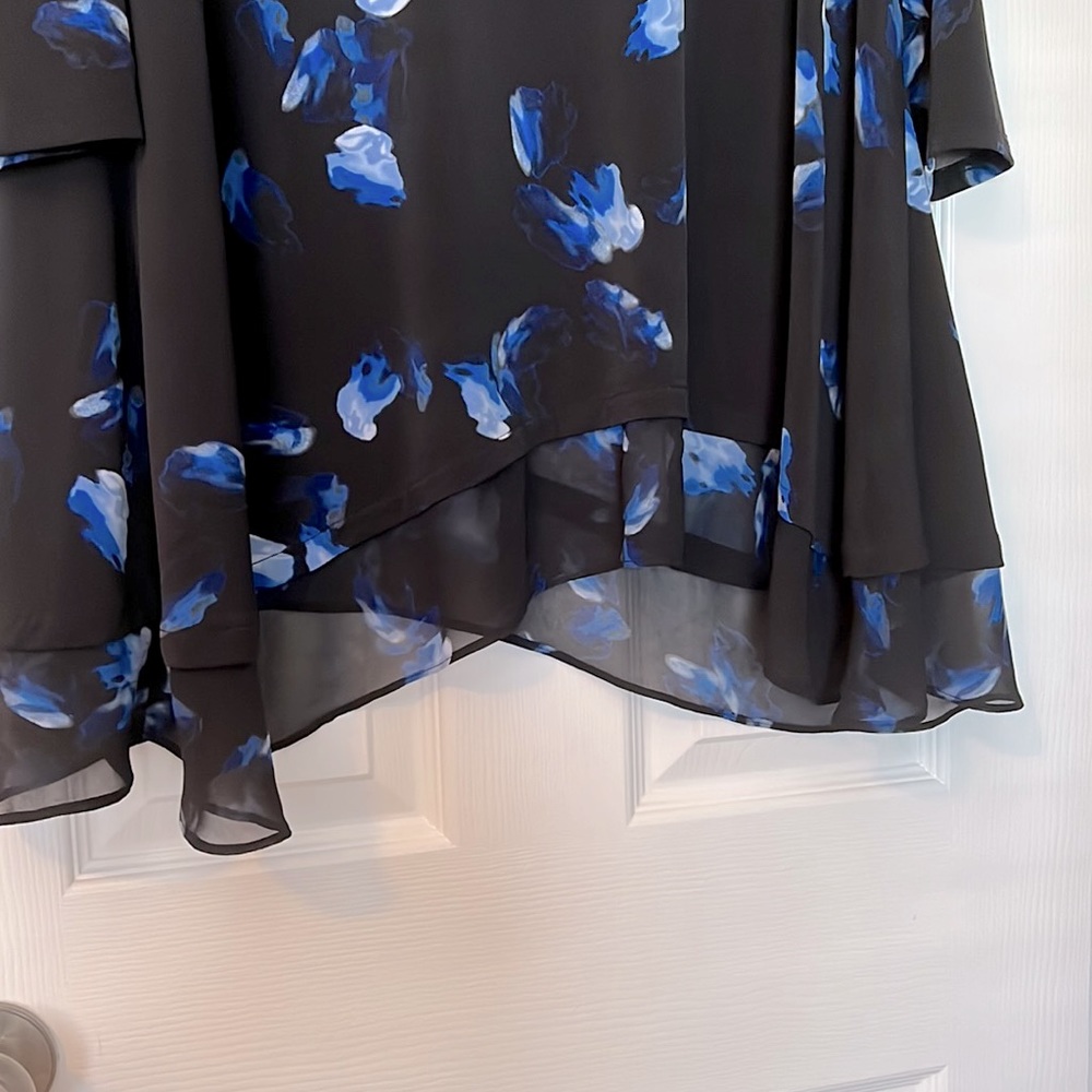 Alfani Black Tunic with Blue Floral Brushstroke Print - Picture 3 of 7